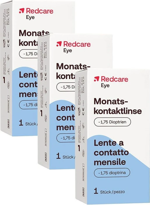 Redcare Monatskontaktlinse, -1.75 Dioptrien, 3 Stück