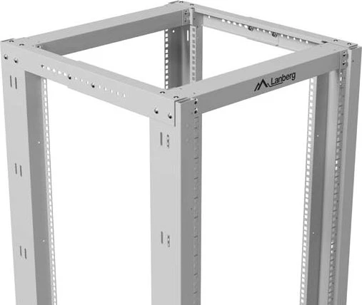 Lanberg Open Rack Series 19" Open Frame Rack 32HE, 4-Pfosten, mit Rollen, Flat Pack, tiefenverstellbar, 430-590mm, RAL 7035, 800mm tief