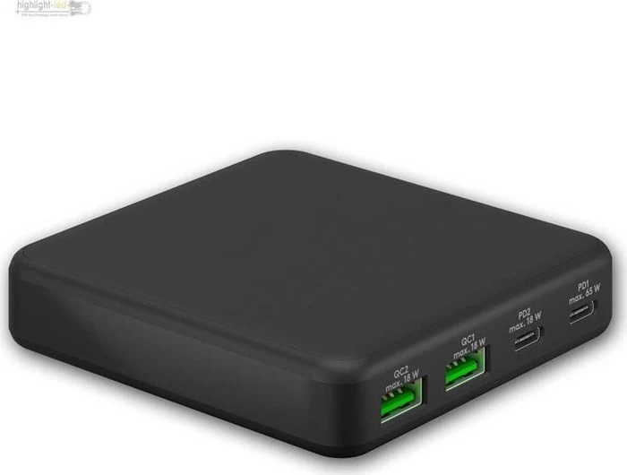 Wentronic Goobay Multiport 4-fach GaN Tischladegerät (65W) schwarz