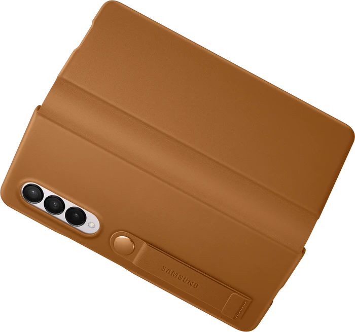 Samsung Leather Flip Cover für Galaxy Z Fold 3 5G Camel