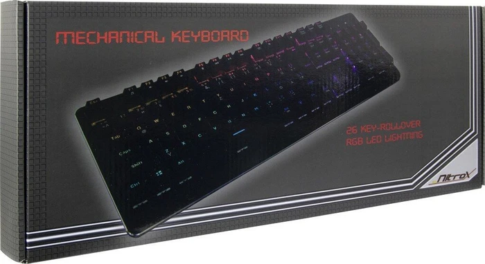 Inter-Tech Nitrox NK-2000ME mechanische Gaming Tastatur schwarz, LEDs RGB, Huano Switch Master BLUE, USB, DE/US
