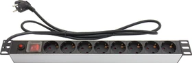 Good Connections 19" Aluminium Steckdosenleiste 8-fach 1HE Überspannungsschutz, 1HE, 8-fach, 250V, 1.8m