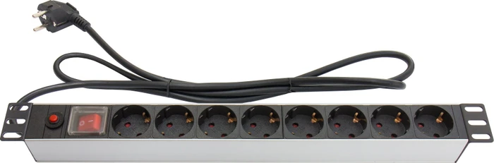 Good Connections 19" Aluminium Steckdosenleiste 8-fach 1HE Überspannungsschutz, 1HE, 8-fach, 250V, 1.8m