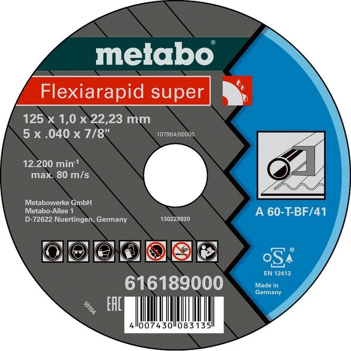 Metabo Flexiarapid Super Stahl A 60-T Trennscheibe gerade, 115x1x22.23mm, 25 Stück