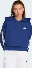 adidas Essentials 3-Streifen French Terry Quarter-Zip Hoodie dark blue/white (Damen)