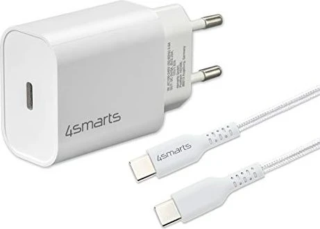 4smarts Netzladegerät VoltPlug PD 20W und USB-C auf USB-C Kabel 1.5m weiß