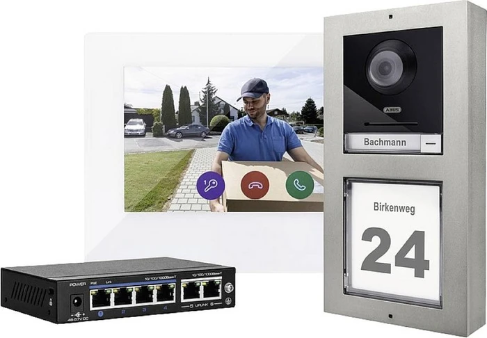 ABUS TVHS20510 Komplett-Set Video-Türsprechanlage grau, Set
