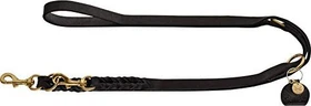 Hunter Sansibar Solid Verstellbare Führleine für Hunde, Leder, geflochten, robust, elegant, 2x200cm, schwarz