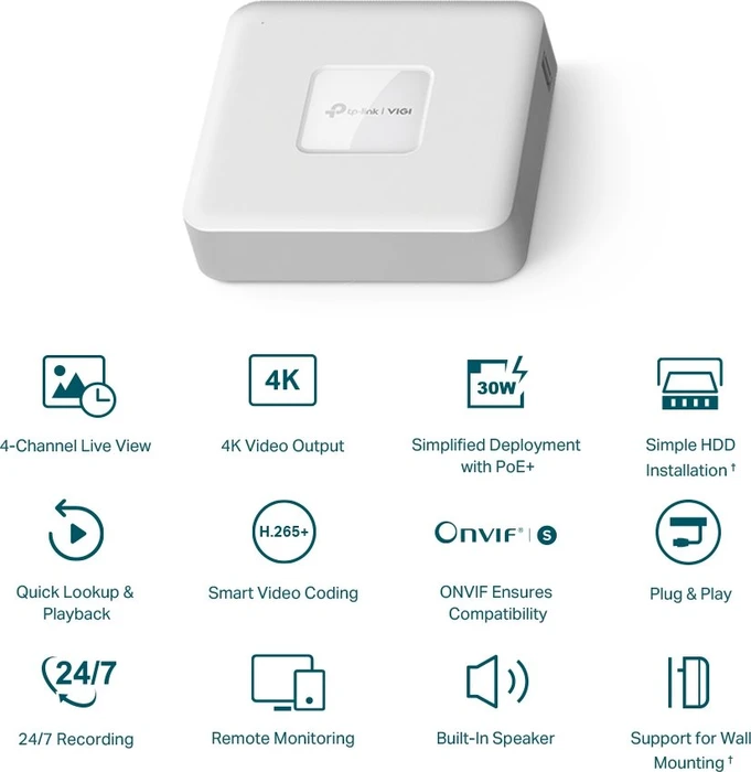 TP-Link VIGI NVR1104H-4P 4-Kanal, Netzwerk-Videorecorder