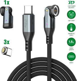 4smarts USB-C 540° Magnetkabel-Set GravityCord 240W 1.8m schwarz
