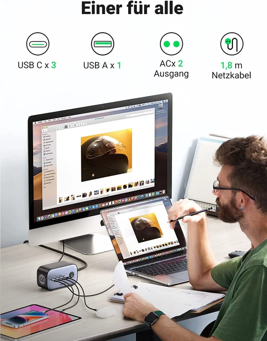Ugreen 100W USB-C DigiNest Pro Charging Station schwarz/silber