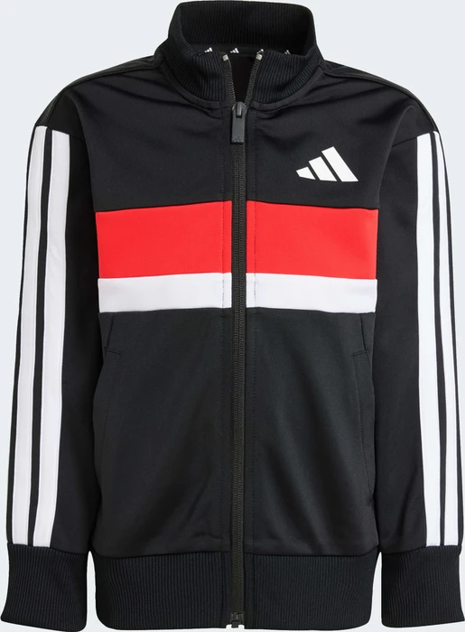 adidas Seasonal Essentials Tiberio 3-Streifen Tricot Trainingsanzug black/white/pure ruby (Junior)