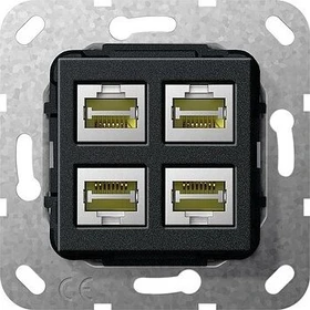Gira Einsatz Modular Jack RJ45 Cat.6A 10 Gbit-Ethernet 4fach Schneidklemmtechnik