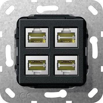 Gira Einsatz Modular Jack RJ45 Cat.6A 10 Gbit-Ethernet 4fach Schneidklemmtechnik