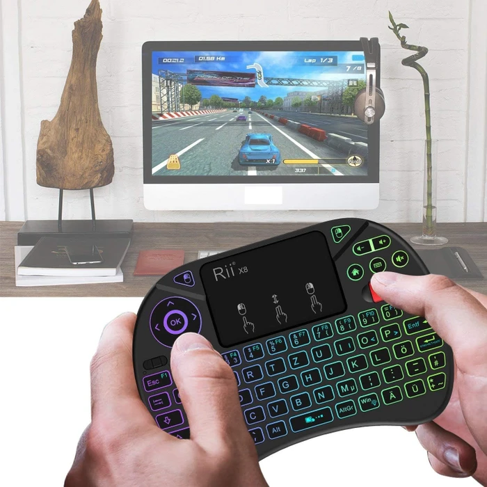 Riitek Rii X8 Mini Keyboard, schwarz, USB, DE