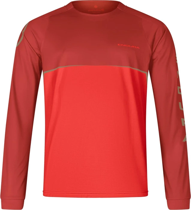 Endura SingleTrack Core Print Trikot langarm flame red (Herren)