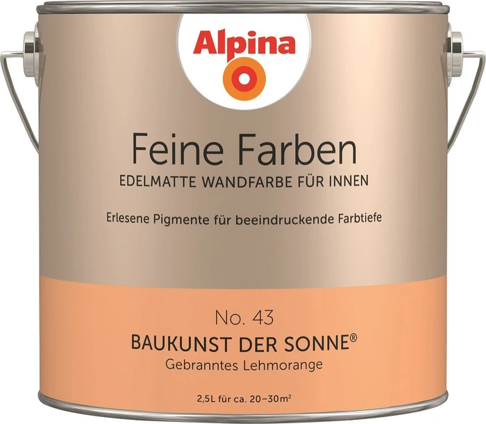 Alpina Farben Feine Farben No. 43 Baukunst der Sonne innen gebrannteslehmorange edelmatt orange, 2.5l