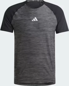 adidas Gym+ Training 3-Streifen Funktionsshirt kurzarm black melange (Herren)