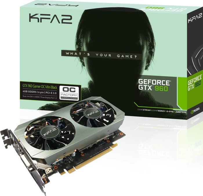 KFA2 GeForce GTX 960 Gamer OC Mini Black, 4GB GDDR5, DVI, HDMI, 3x DP