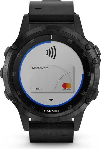 Garmin Fenix 5 Plus Sapphire schwarz mit Lederarmband