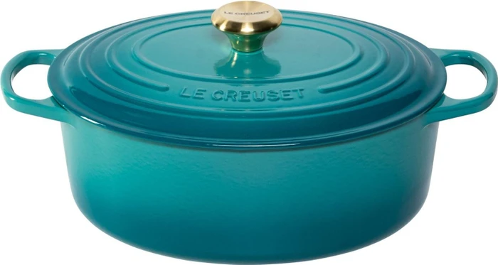 Le Creuset Signature Gusseisen Bräter oval 31cm 6.3l bleu riviera