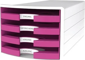 HAN Impuls Schubladenbox offen, 4 Schubladen, A4, pink/weiß
