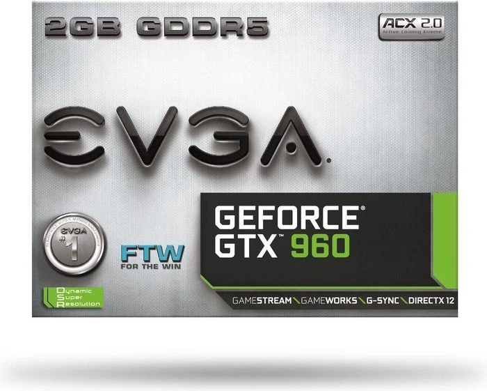 EVGA GeForce GTX 960 FTW ACX 2.0+, 2GB GDDR5, DVI, HDMI, 3x DP