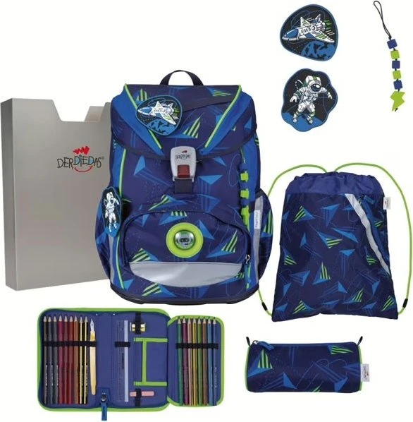 DerDieDas ErgoFlex Light Exklusiv LED Moon Mission Schultaschen-Set, 5-tlg.