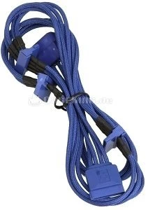 BitFenix Alchemy SATA-Stromadapter 4-Pin [IDE] auf 4x 15-Pin [SATA] 20cm, sleeved blau/blau