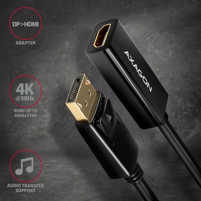 Axagon DisplayPort 1.2/HDMI 1.4b Adapterkabel schwarz, 0.15m