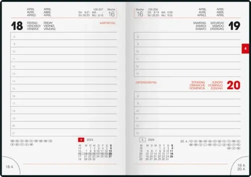 Brunnen Modell 736 Taschenkalender Tageskalender 2024, 100x140mm, Karton-Cover, hanf, 184 Blatt