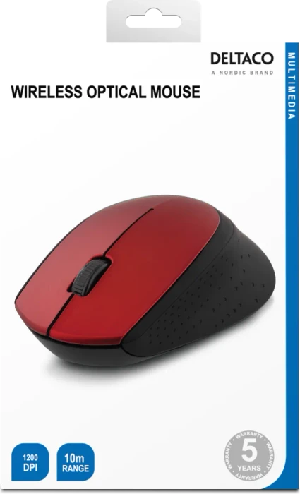 Deltaco Wireless Optical Mouse rot/schwarz, USB