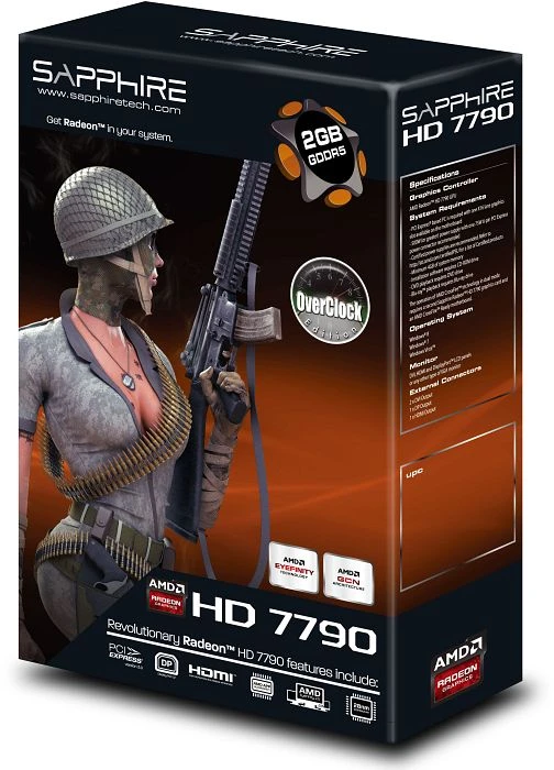 Sapphire Radeon HD 7790 OC, 2GB GDDR5, 2x DVI, HDMI, DP, lite retail