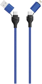 2GO USB / Type C Ladekabel 120cm Multi 4 in 1 blau