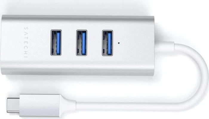 Satechi 2-in-1 silver USB-Hub, RJ-45, USB-C 3.0 [Stecker]