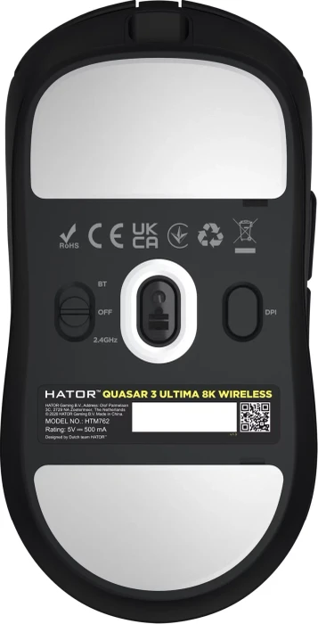Hator Quasar 3 Ultima 8K Wireless Gaming Mouse schwarz, USB/Bluetooth