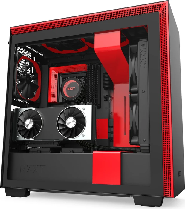 NZXT H710i, schwarz/rot, Glasfenster