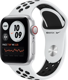 Apple Watch Nike SE (GPS + Cellular) 40mm silber mit Sportarmband platinum/schwarz