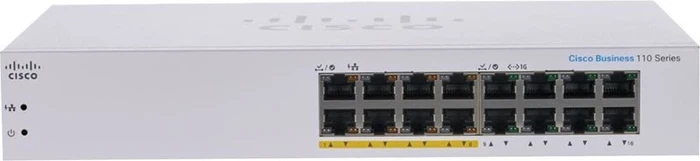 Cisco Business 110 Desktop Gigabit Switch, 16x RJ-45, 64W PoE