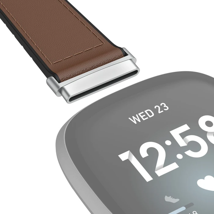 Hama Ersatzarmband Leder/Silikon 20mm für Fitbit Versa 3/Sense braun