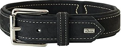 Hunter Hunting Hundehalsband, Leder, Nubuk, robust, weich, 50 M, schwarz