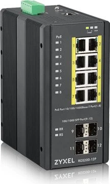 Zyxel RGS200 Railmount Gigabit Managed Switch, 8x RJ-45, 4x SFP, 240W PoE+