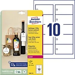 Avery-Zweckform Aushängeschilder mit Öse und Fäden ultraweiß, 90x50mm, 220g, 100 Stück