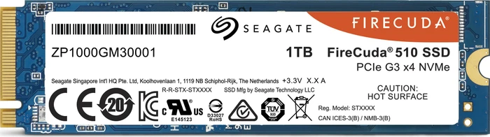 Seagate FireCuda 510 SSD +Rescue 1TB, M.2 2280 / M-Key / PCIe 3.0 x4