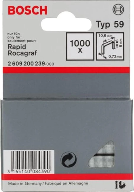 Bosch Professional Typ 59 Tacker-Klammern, 6x10.6mm, 1000 Stück