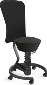 Aeris Swopper Work New Edition Bürohocker mit Rollen und Lehne, Feder Low, Gestell Alu schwarz, Bezug Kunstleder Uruguay schwarz