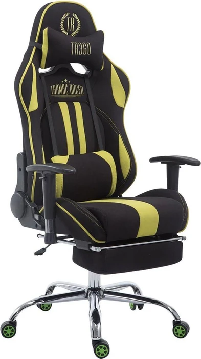 CLP Racing Limit Stoff Gamingstuhl mit Fußstütze, schwarz/grün