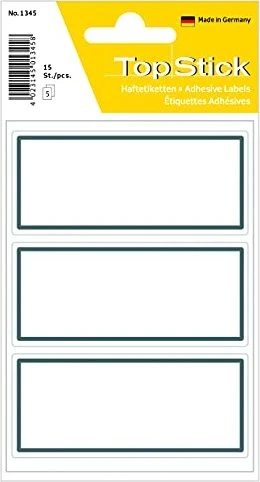 TopStick Buchetiketten Grey Border, 82x36mm, weiß, 5 Blatt (15 Etiketten)