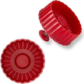 Städter Präge-Ausstecher mit Auswerfer Kreis Gewellt 6cm rot