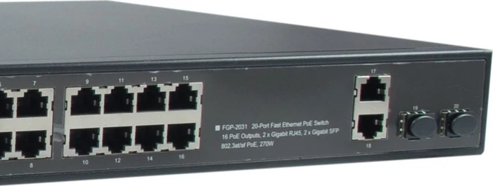 LevelOne FGP-2031 Rackmount Switch, 18x RJ-45, 2x SFP, 270W PoE+